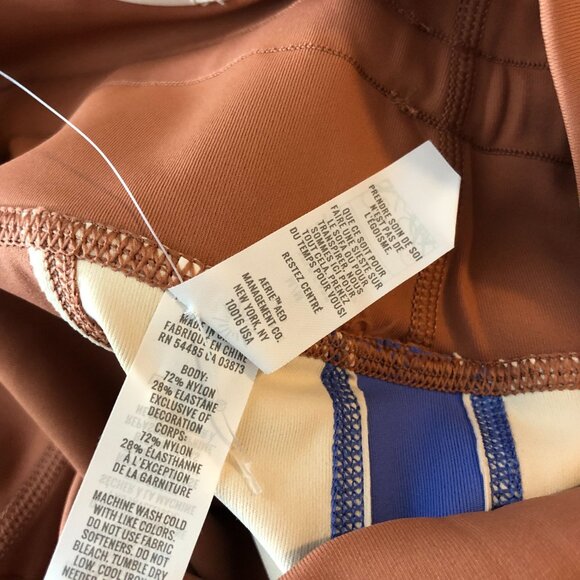 Offline By Aerie Goals 7/8 Legging Hi Rise Drawstring Colorblock Brown & Blue M - Picture 5 of 5